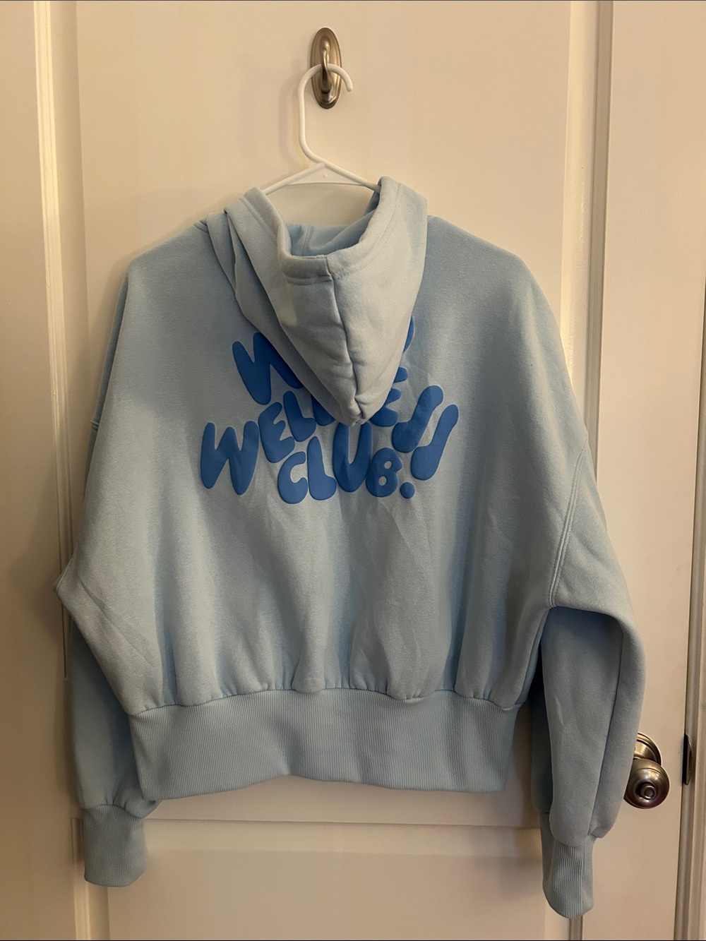 Wilo Light Blue Cropped Graphic Hoodie - Women's Casual Pullover